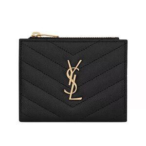 SAINT LAURENT black Cassandre Matelasse Bi-Fold Wallet